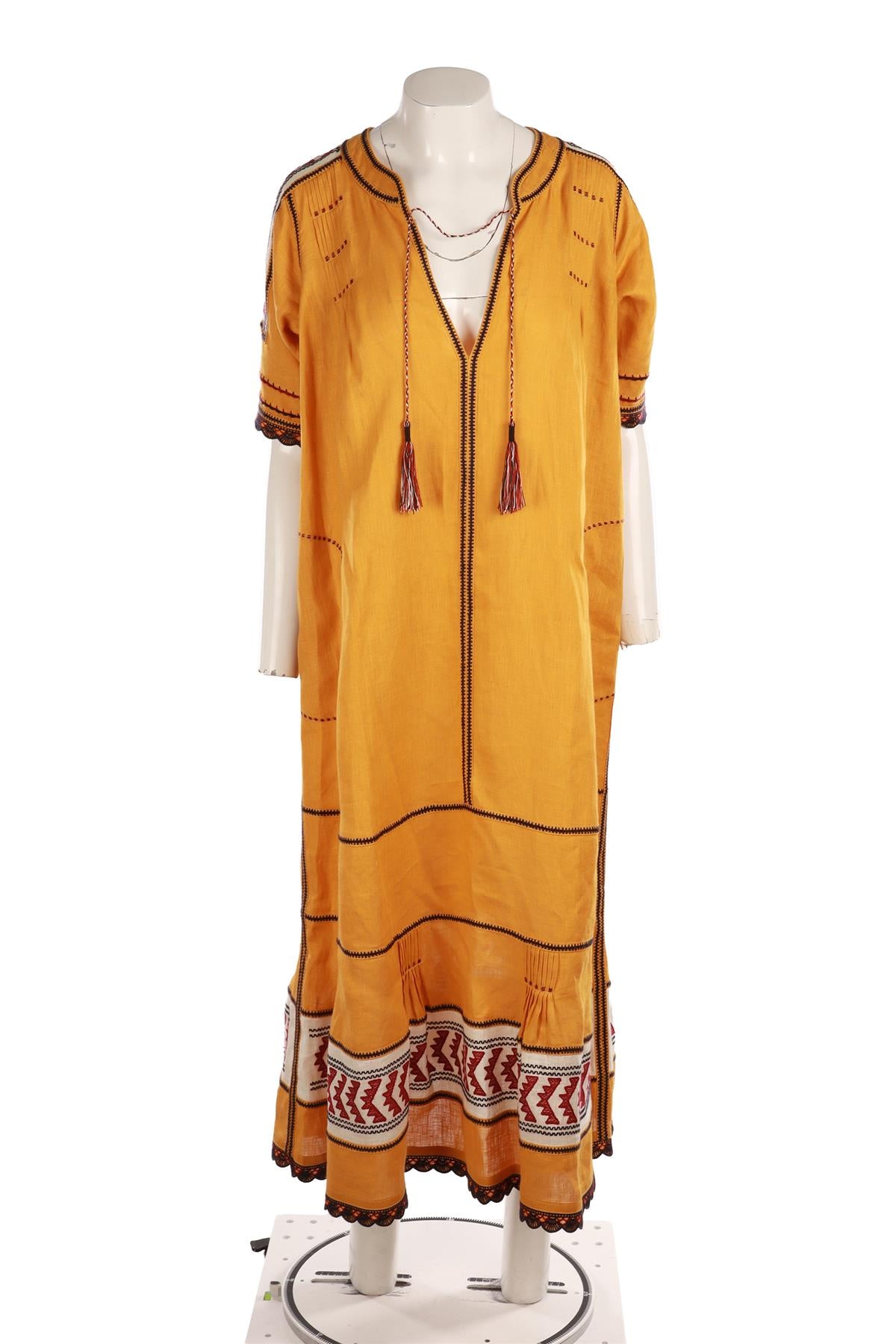 VITA KIN YELLOW LINEN MIDI DRESS SMALL