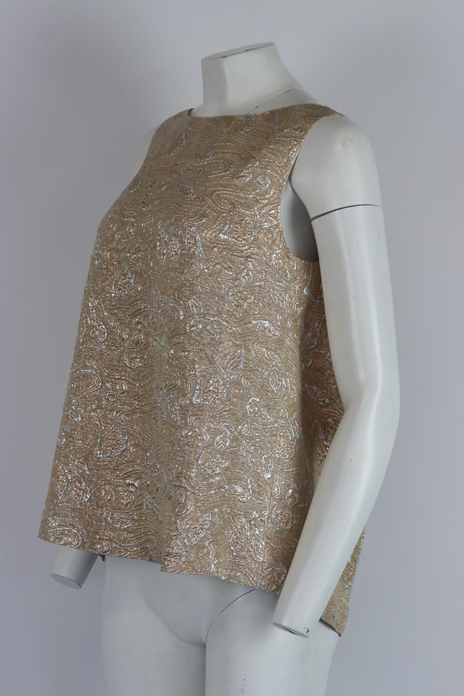 ROCHAS METALLIC BROCADE SILK BLEND TOP IT 42 UK 10