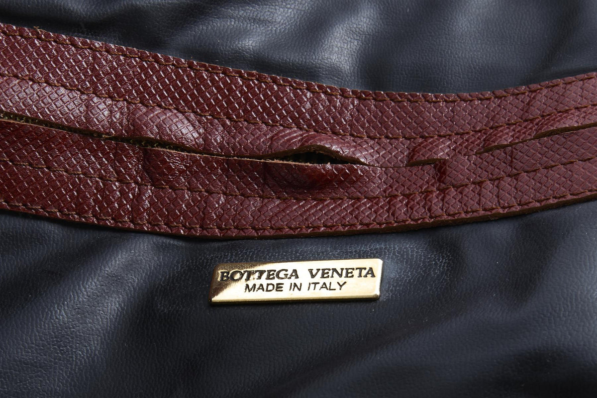 BOTTEGA VENETA BLACK VINTAGE MARCO POLO LEATHER TOTE BAG