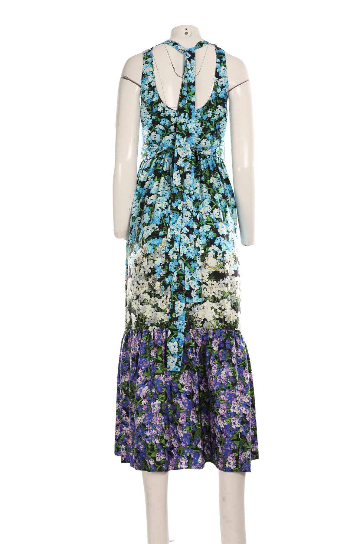 MARY KATRANTZOU BLUE SILK MAXI DRESS IT 40 UK 8