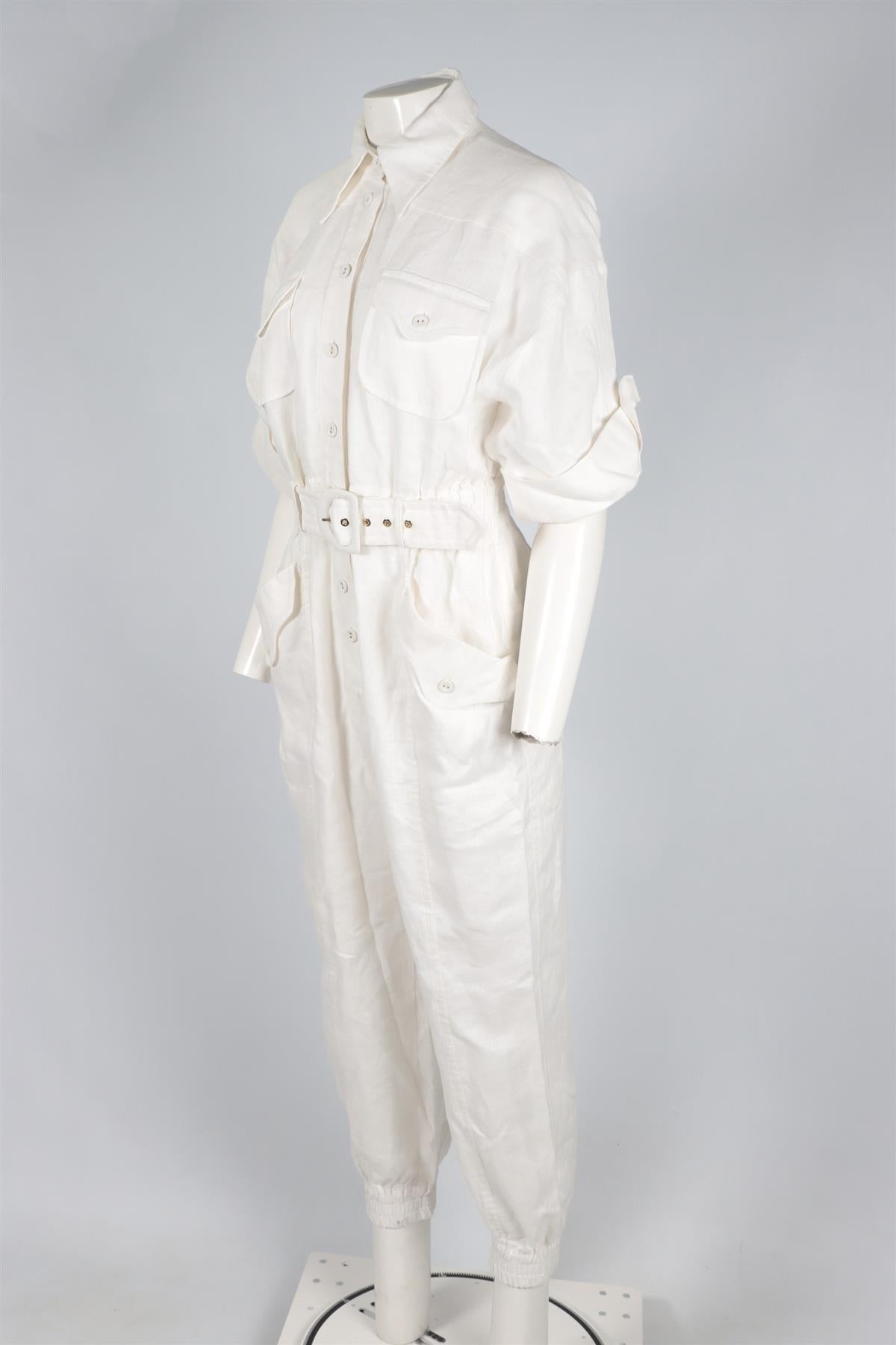 ZIMMERMANN WHITE LINEN JUMPSUIT 2 UK 12