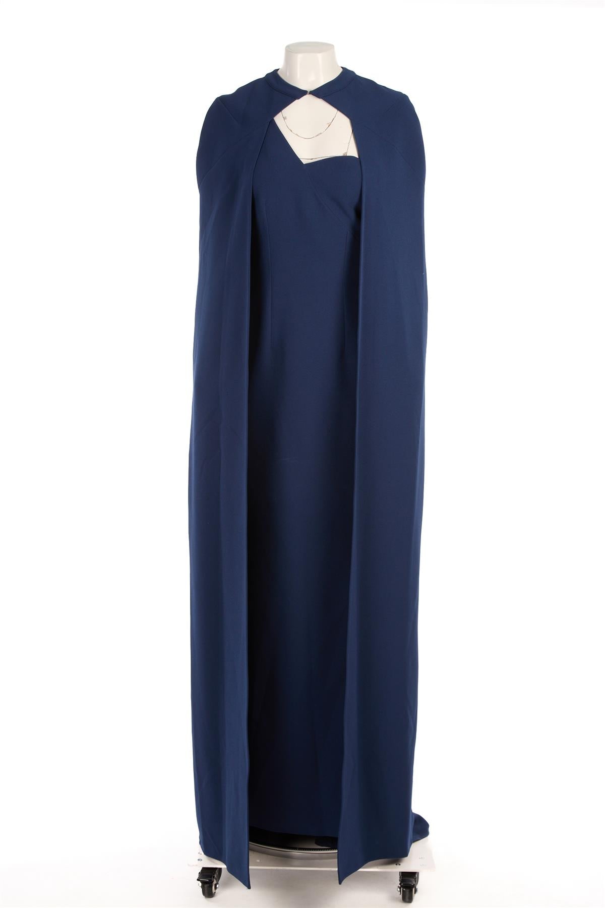 SAFIYAA NAVY CREPE MAXI DRESS AND CAPE FR 40 UK 12