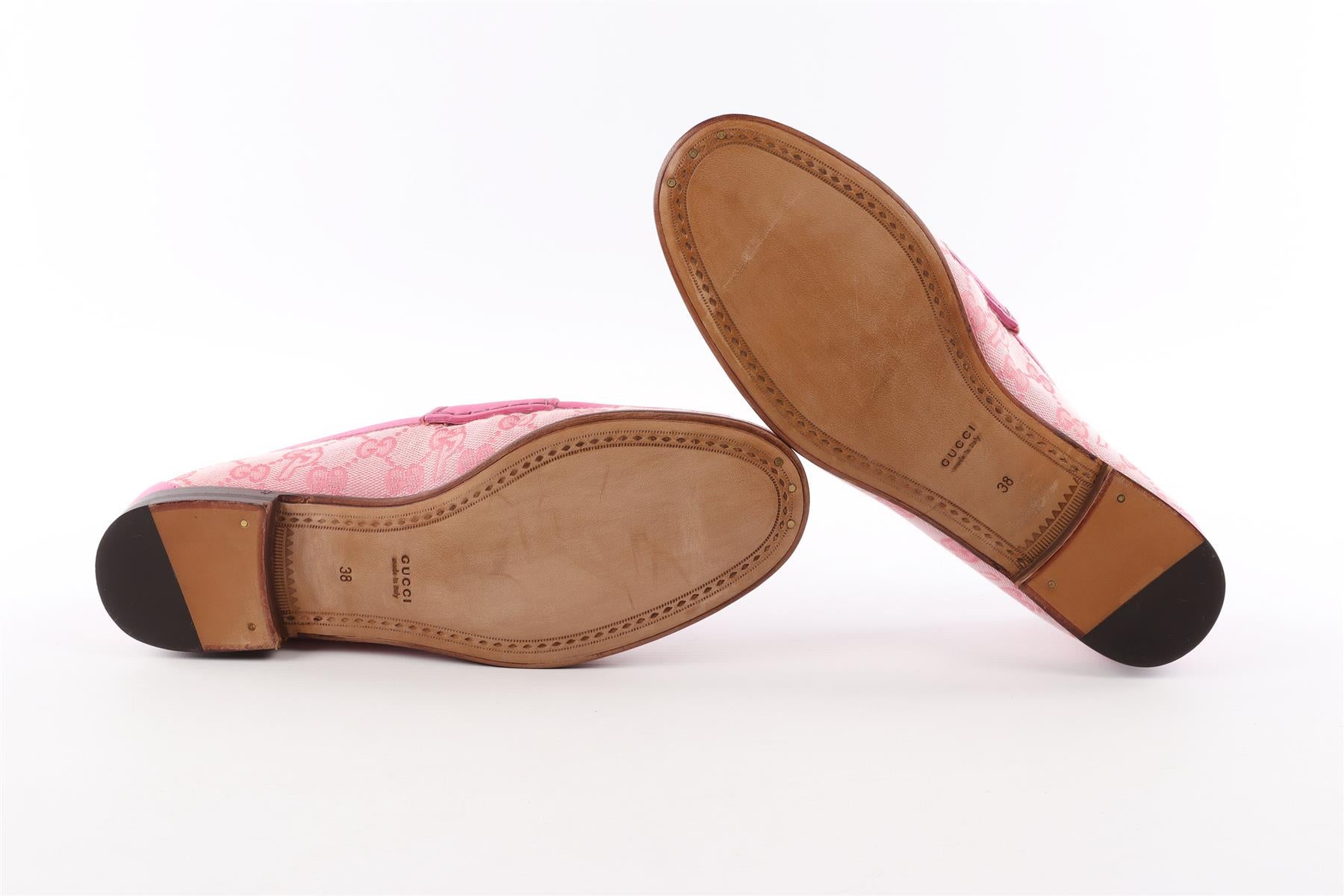 GUCCI + PALACE PINK GG-P CANVAS LOAFERS EU 38 UK 5 US 8