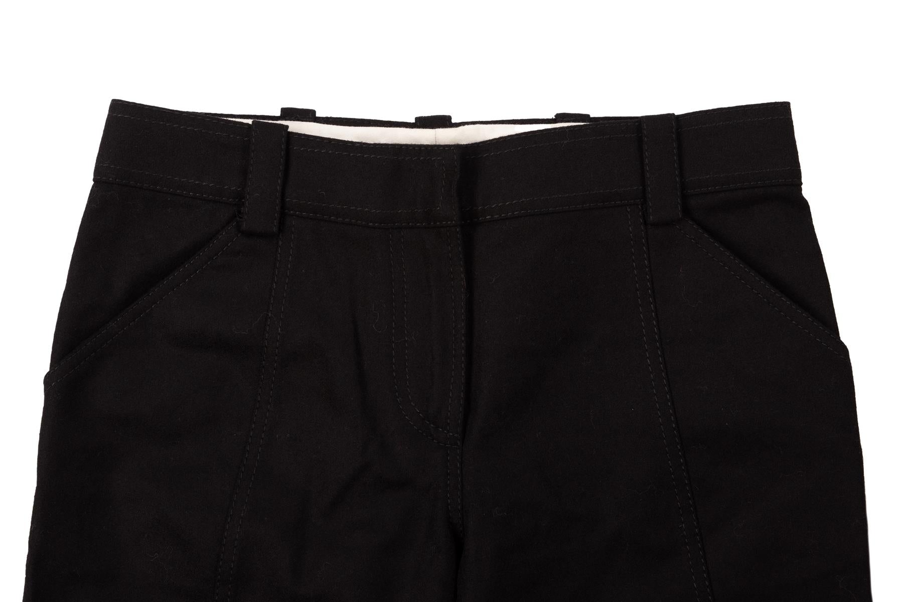 PROENZA SCHOULER BLACK WOOL STRAIGHT LEG PANTS XSMALL