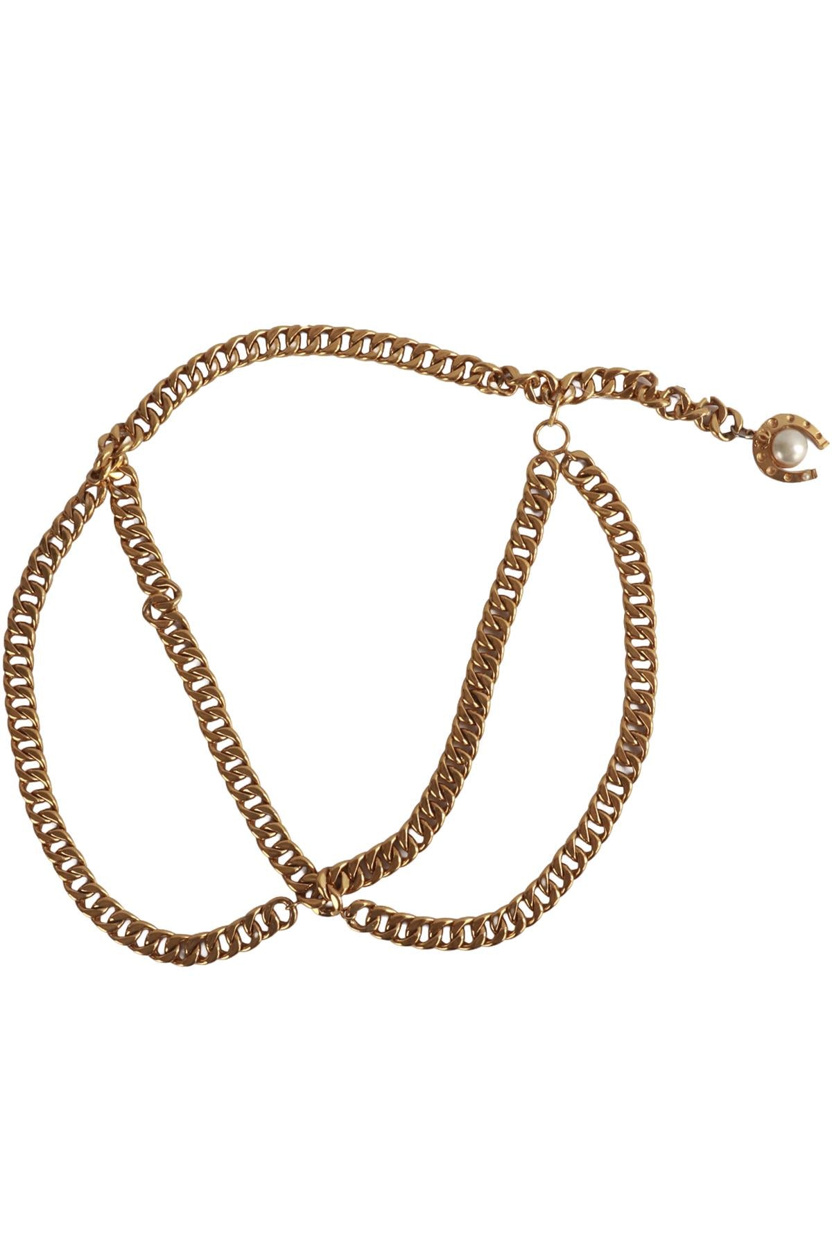 CHANEL GOLD VINTAGE GOLD TONE CHAIN WAIST BELT