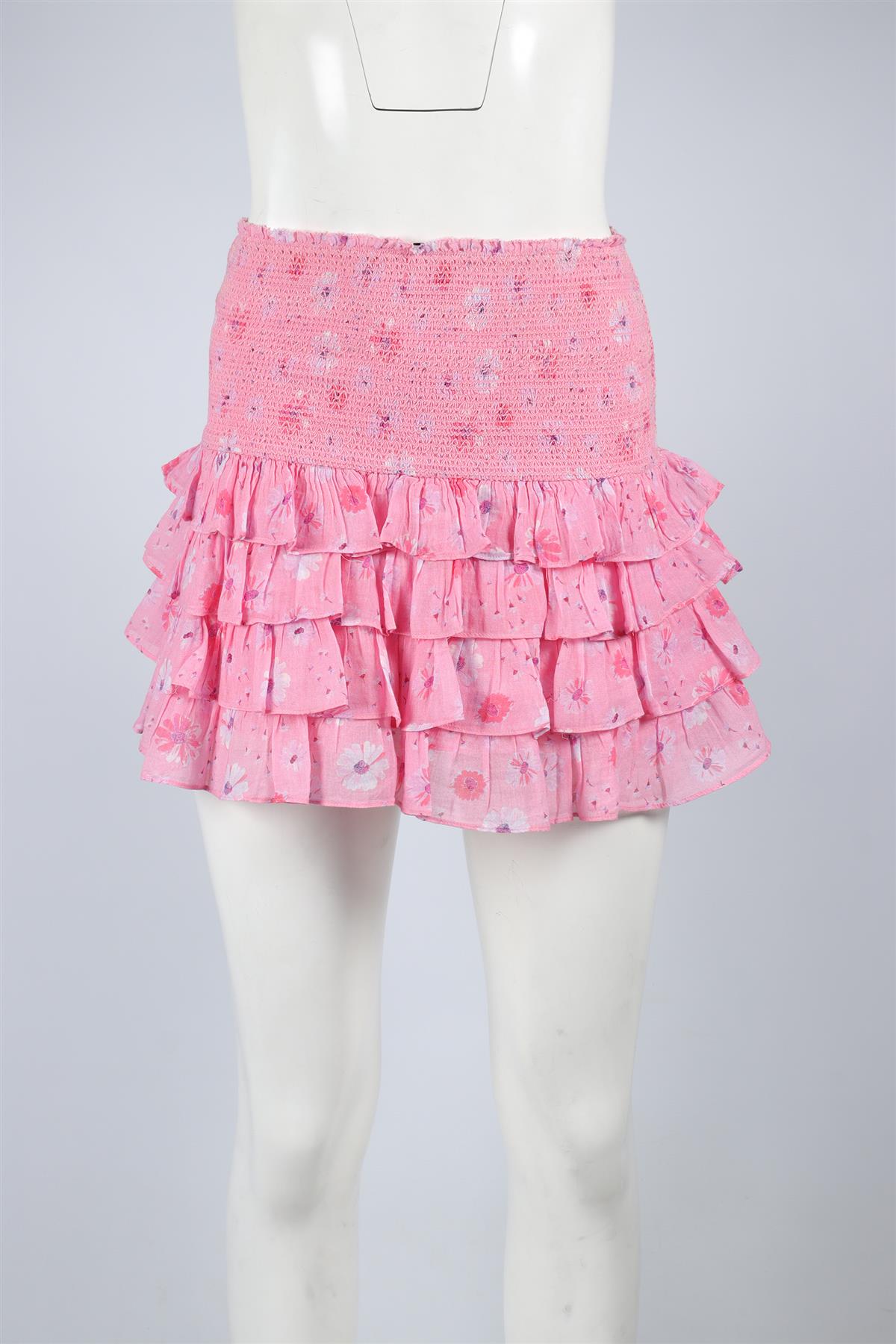LOVESHACKFANCY PINK COTTON MINI SKIRT