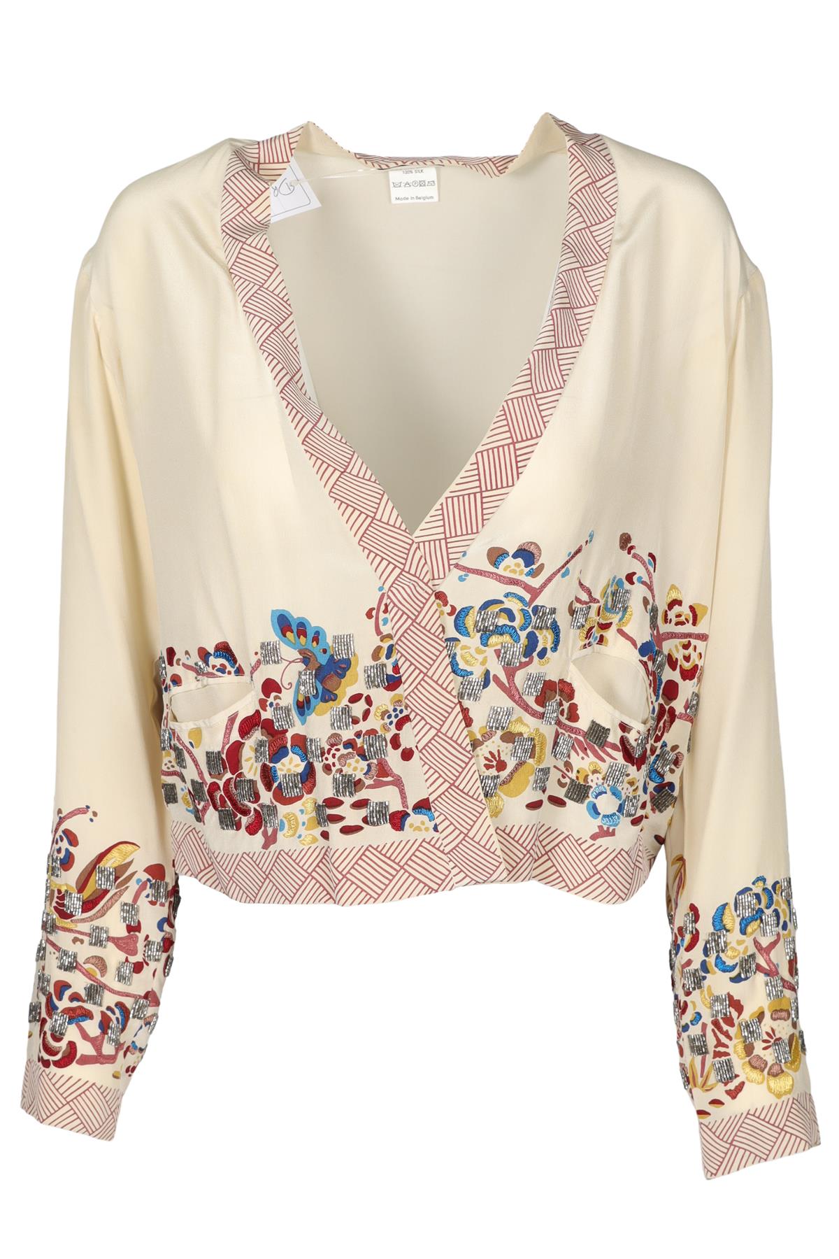 DRIES VAN NOTEN BIEGE SILK CARDIGAN IT 40 UK 8