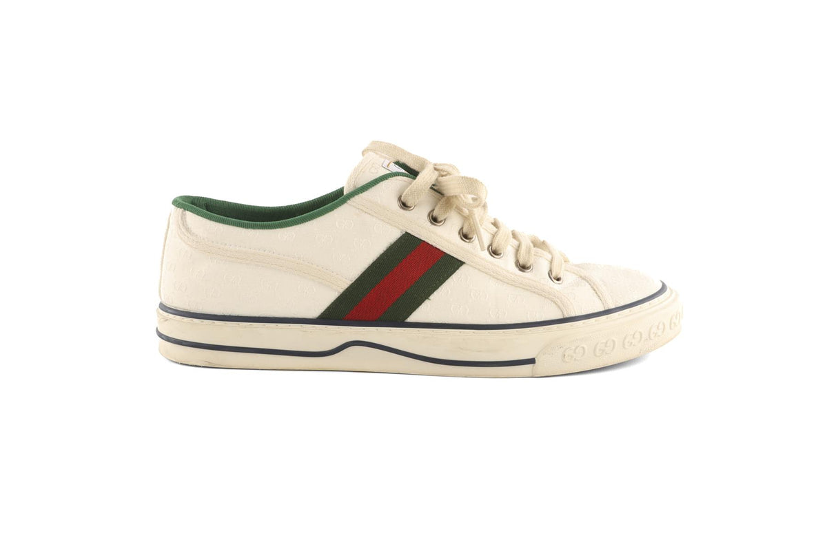 GUCCI WHITE MEN'S TENNIS 1977 FABRIC SNEAKERS UK 8 EU 42 US 9