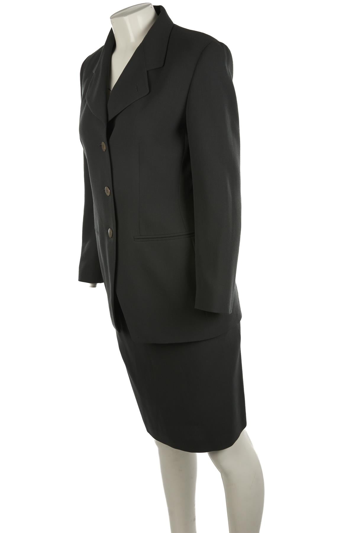GIORGIO ARMANI GREEN VINTAGE WOOL SKIRT SUIT IT 40 UK 8