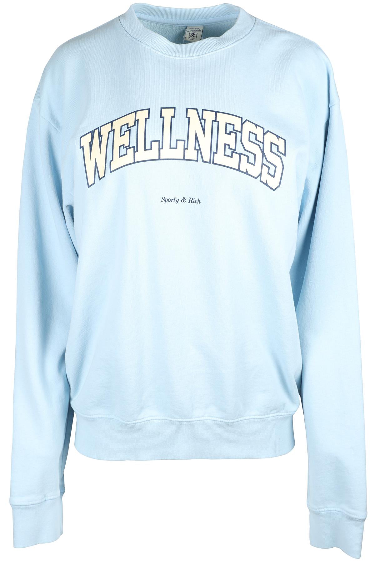 SPORTY & RICH BLUE COTTON SWEATSHIRT SMALL