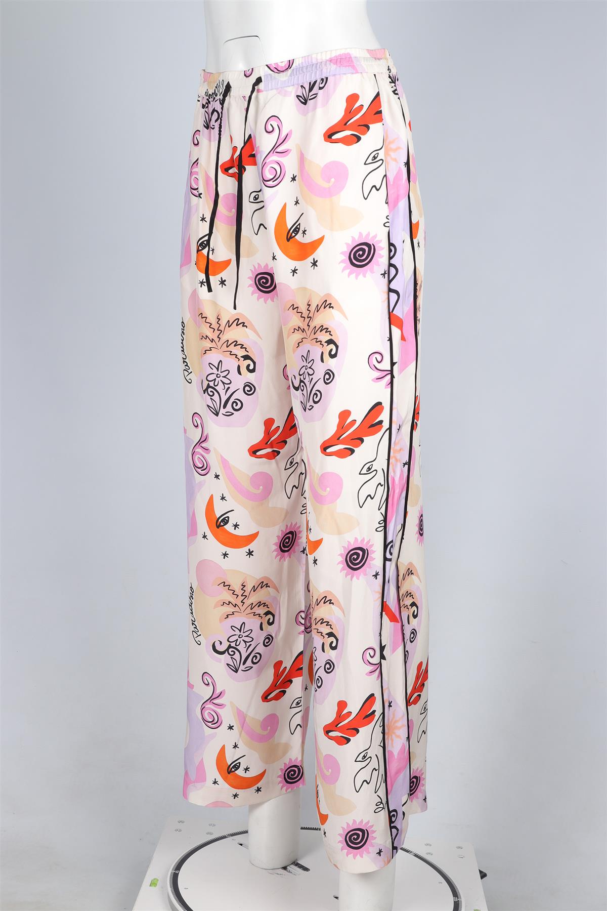 MAJE MULTI SILK STRAIGHT LEG PANTS MEDIUM