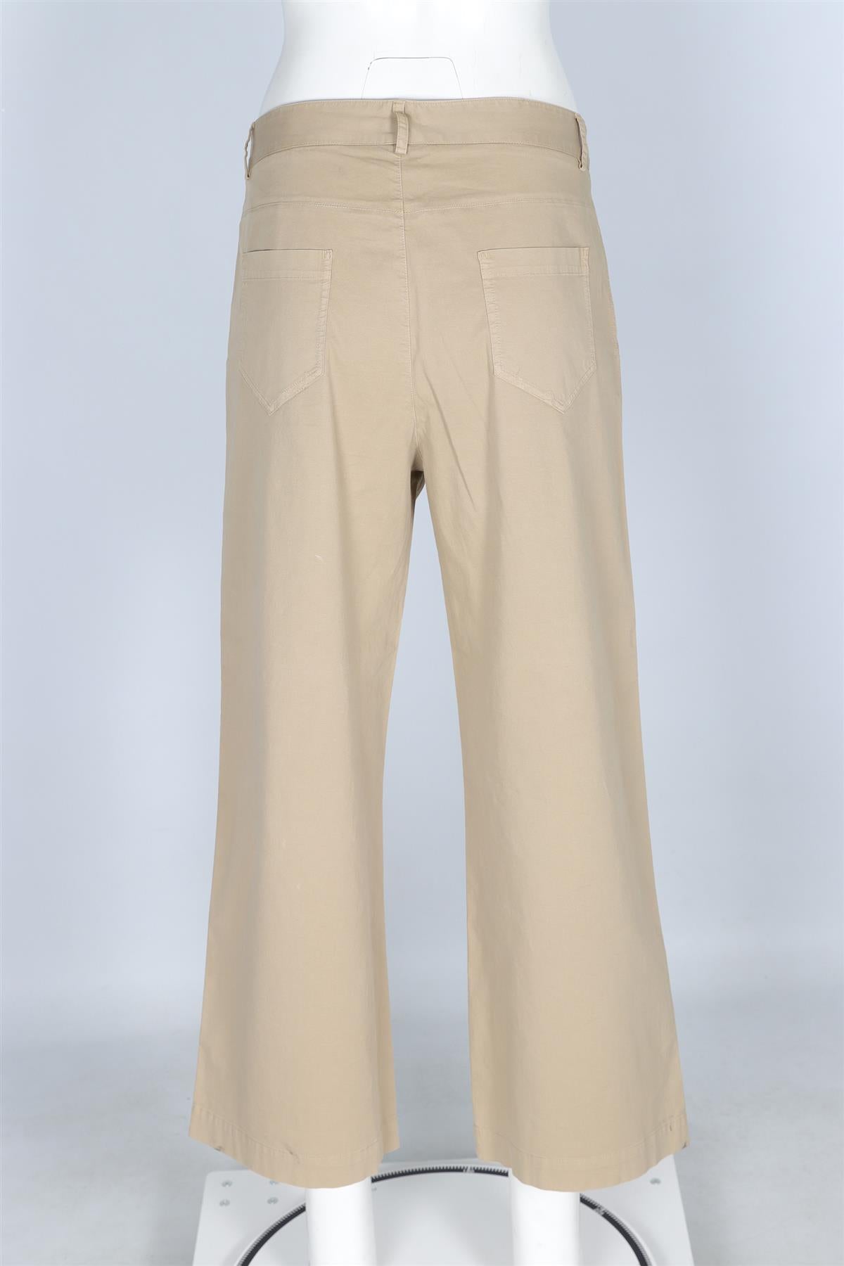 RED VALENTINO BEIGE COTTON WIDE LEG TROUSERS FR 42 UK 14