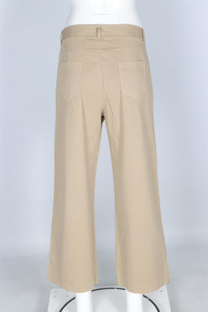 RED VALENTINO BEIGE COTTON WIDE LEG TROUSERS FR 42 UK 14