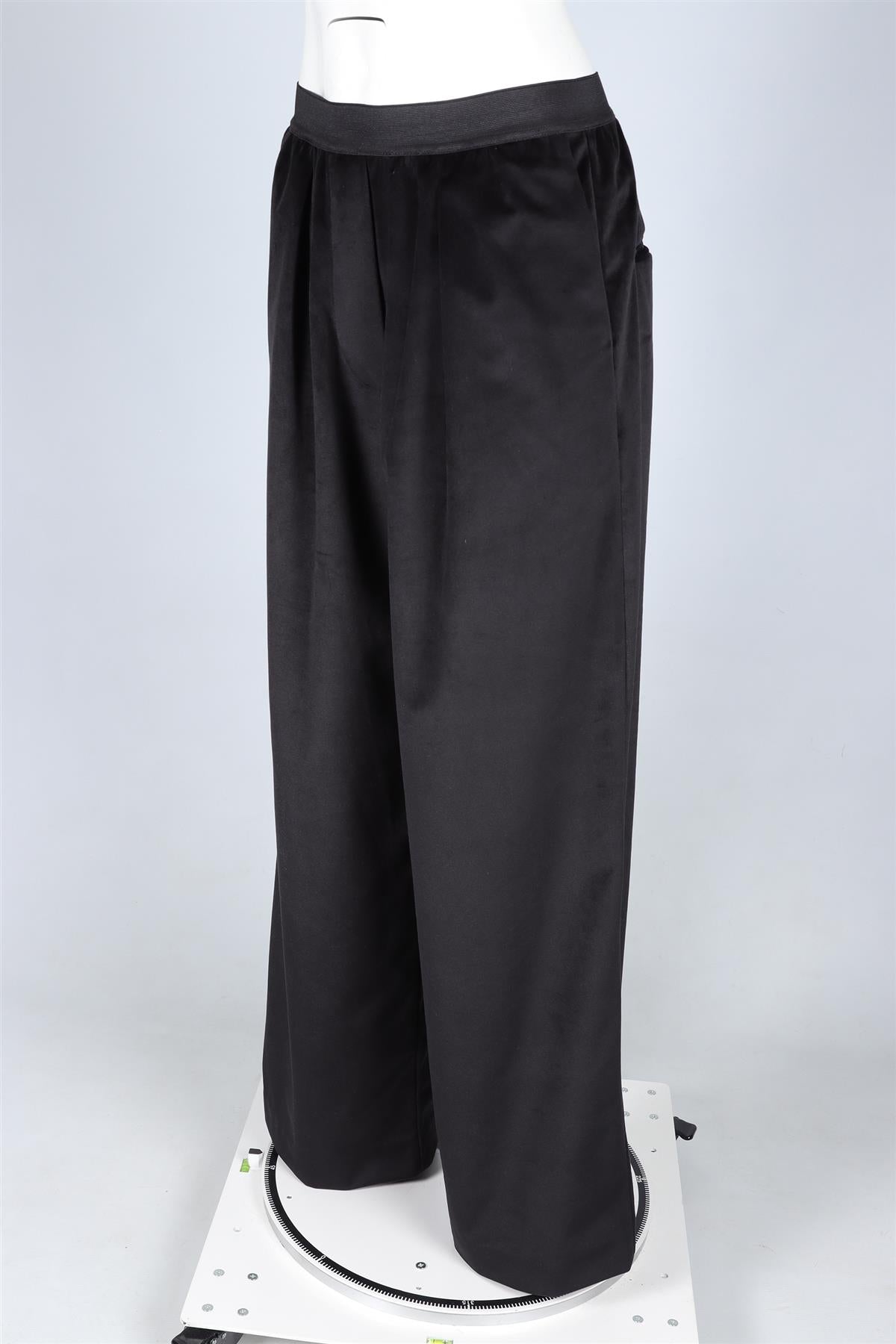KIKA VARGAS BLACK VELVET WIDE LEG PANTS MEDIUM
