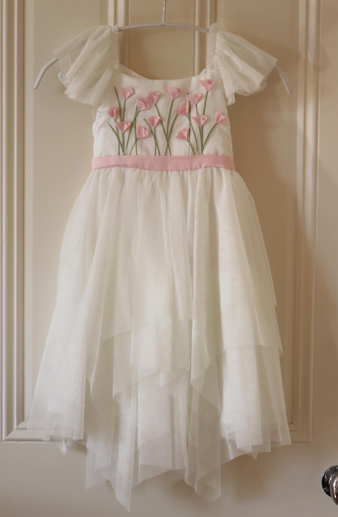 KATE MACK AND BISCOTTI KIDS GIRLS FLORAL TULLE DRESS 6 YEARS