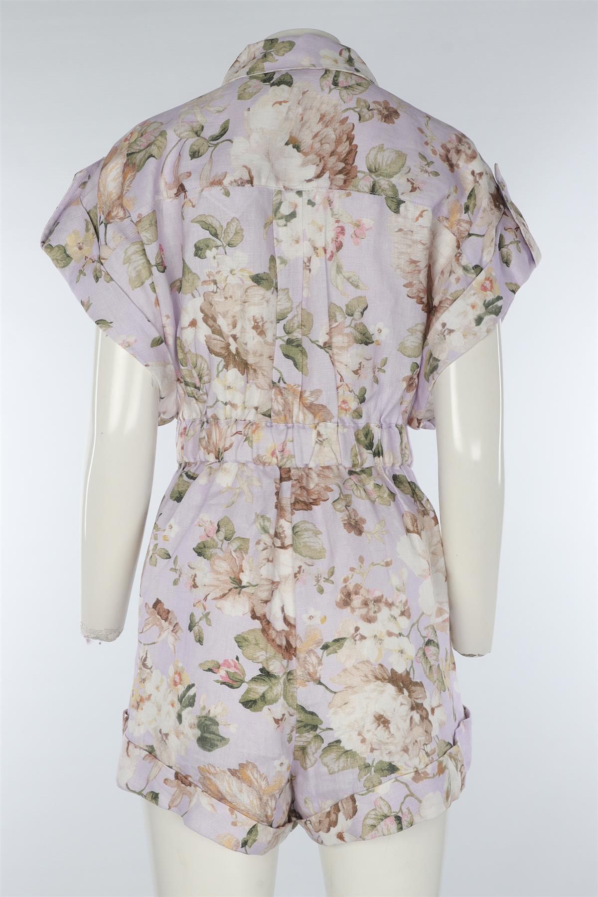 ZIMMERMANN PURPLE LINEN PLAYSUIT UK 14