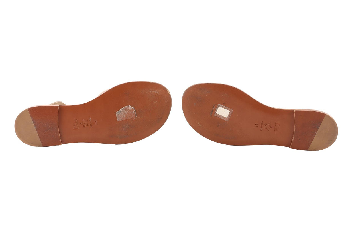 CHRISTIAN DIOR CREAM SPORIT LEATHER THONG SANDALS EU 36 UK 3 US 6