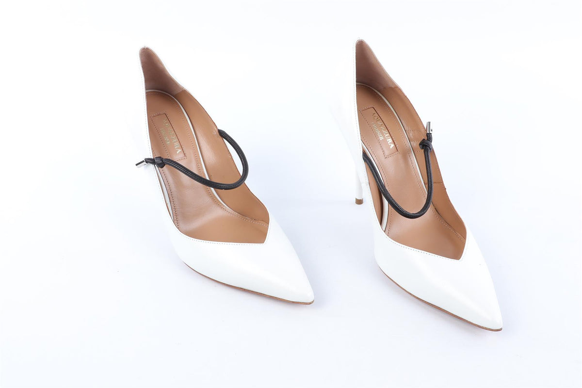 AQUAZZURA WHITE LEATHER PUMPS EU 38.5 UK 5.5 US 8.5