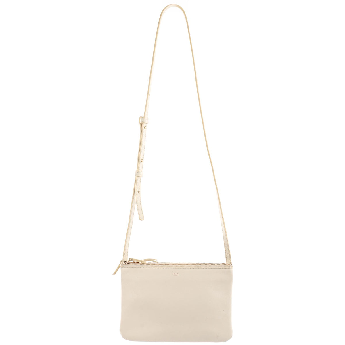 CELINE WHITE TRIO LEATHER CROSSBODY BAG