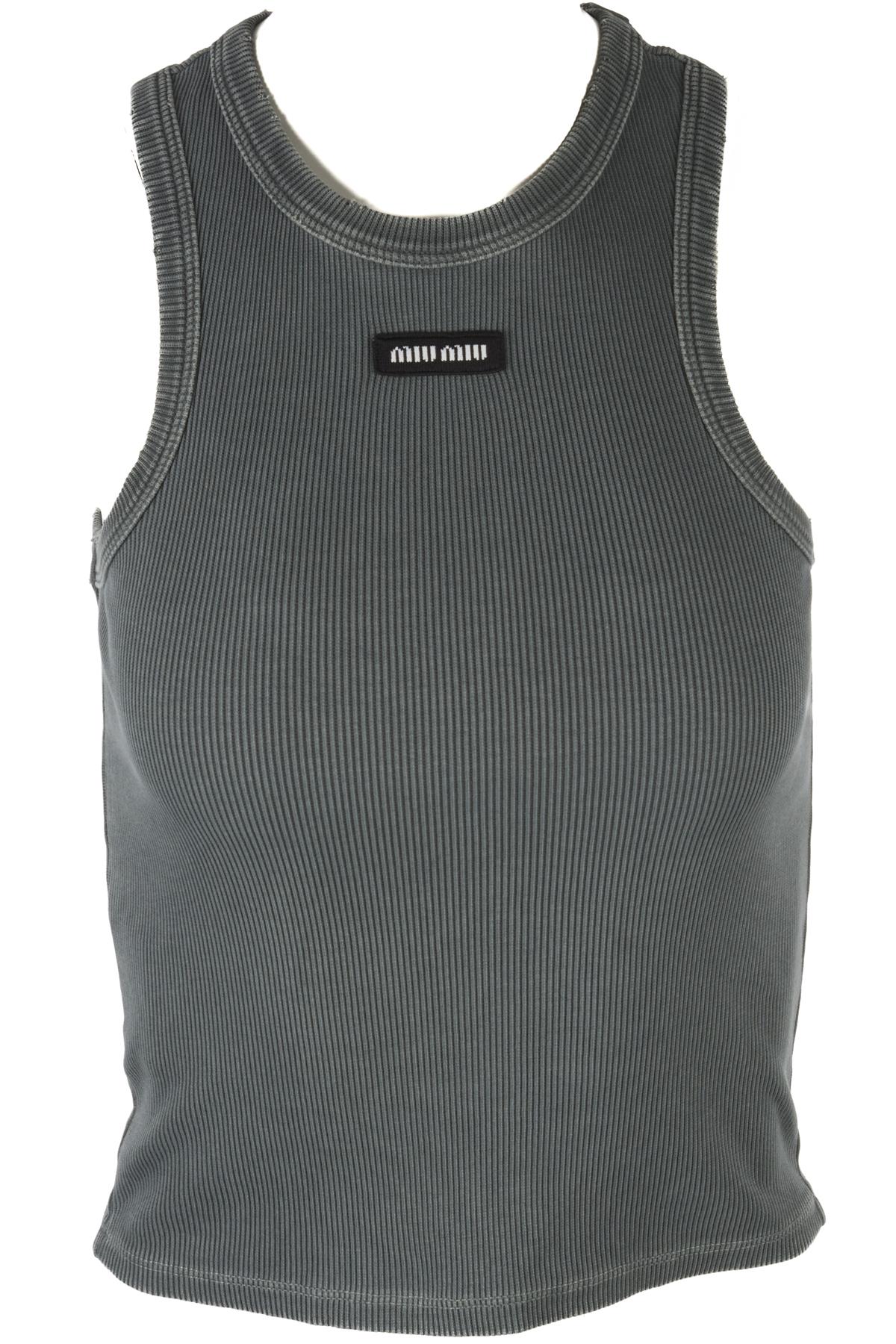 MIU MIU GREY COTTON TOP XSMALL