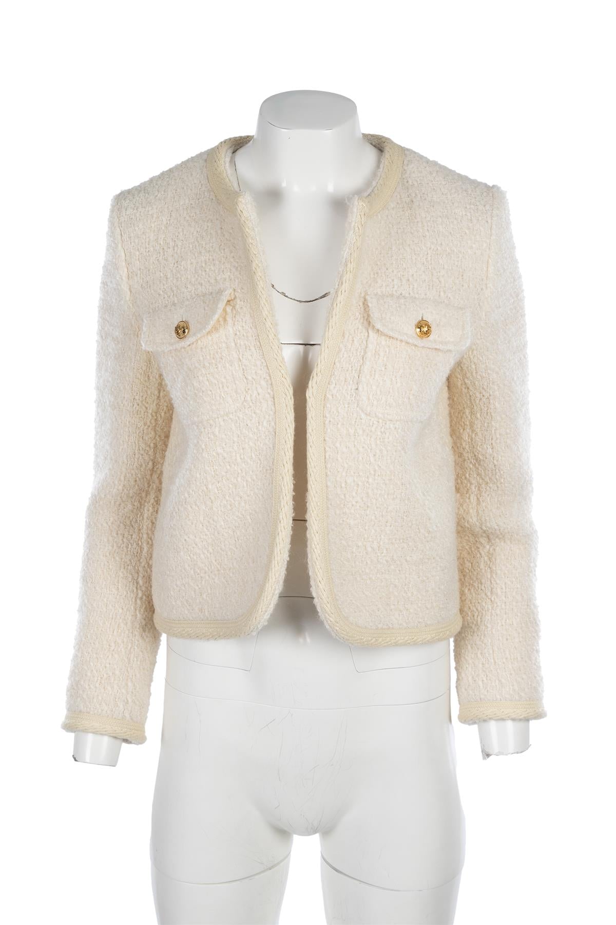 CELINE CREAM BOUCLE JACKET FR 36 UK 8