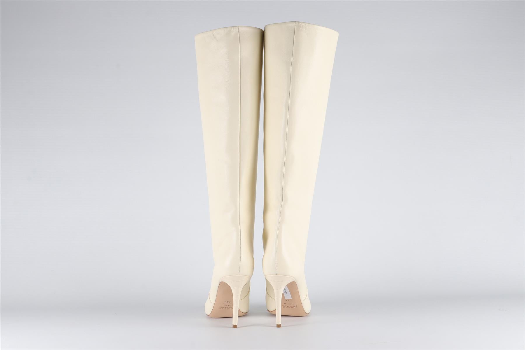 PARIS TEXAS WHITE LEATHER KNEE HIGH BOOTS EU 38.5 UK 5.5 US 8.5