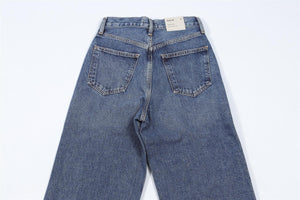 AGOLDE NAVY HIGH RISE WIDE LEG JEANS W24 UK 6