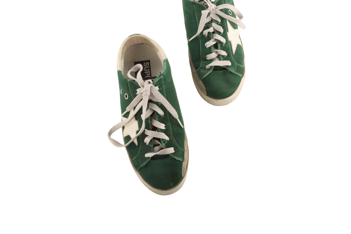 GOLDEN GOOSE DELUXE BRAND GREEN SUPERSTAR VELVET SNEAKERS EU 37 UK 4 US 7
