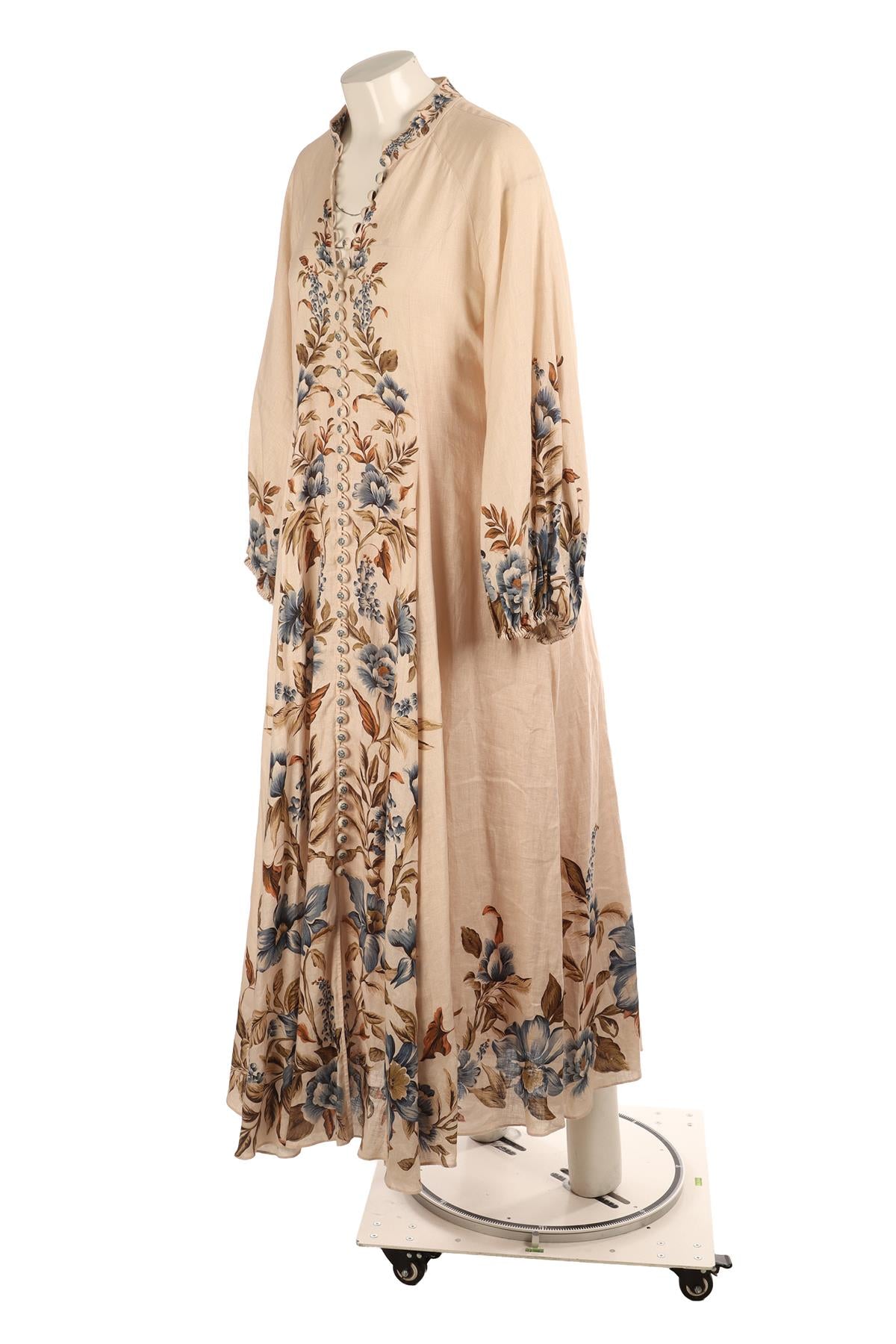 ZIMMERMANN BEIGE LINEN MAXI DRESS 3 UK 14 US 10