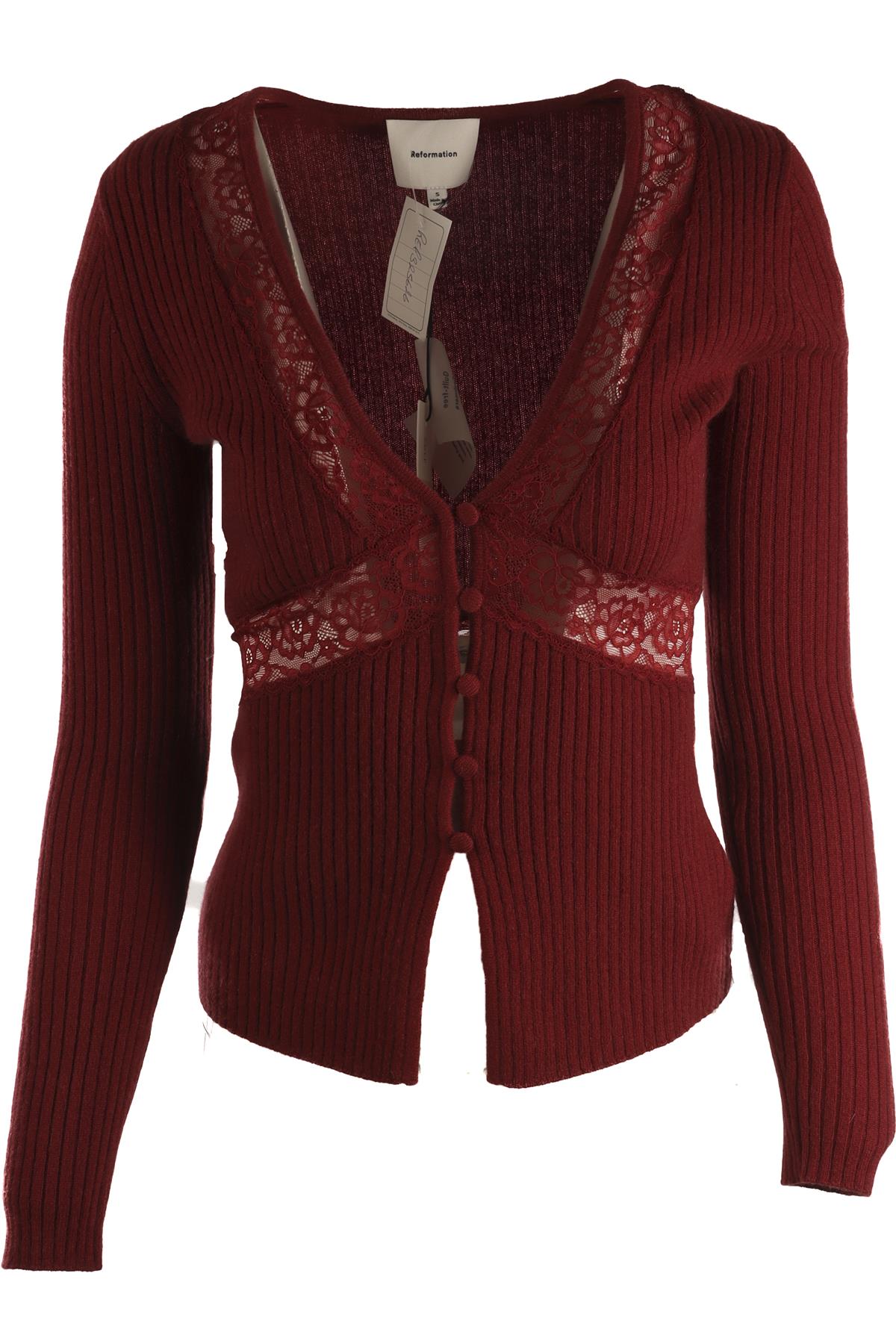 REFORMATION BURGUNDY CASHMERE CARDIGAN SMALL