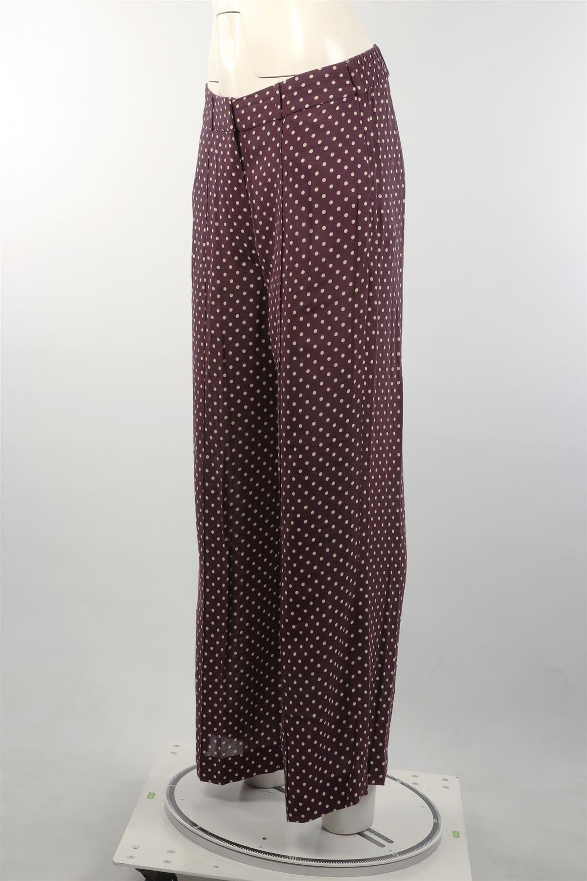 ZIMMERMANN PURPLE CREPE WIDE LEG PANTS UK 8