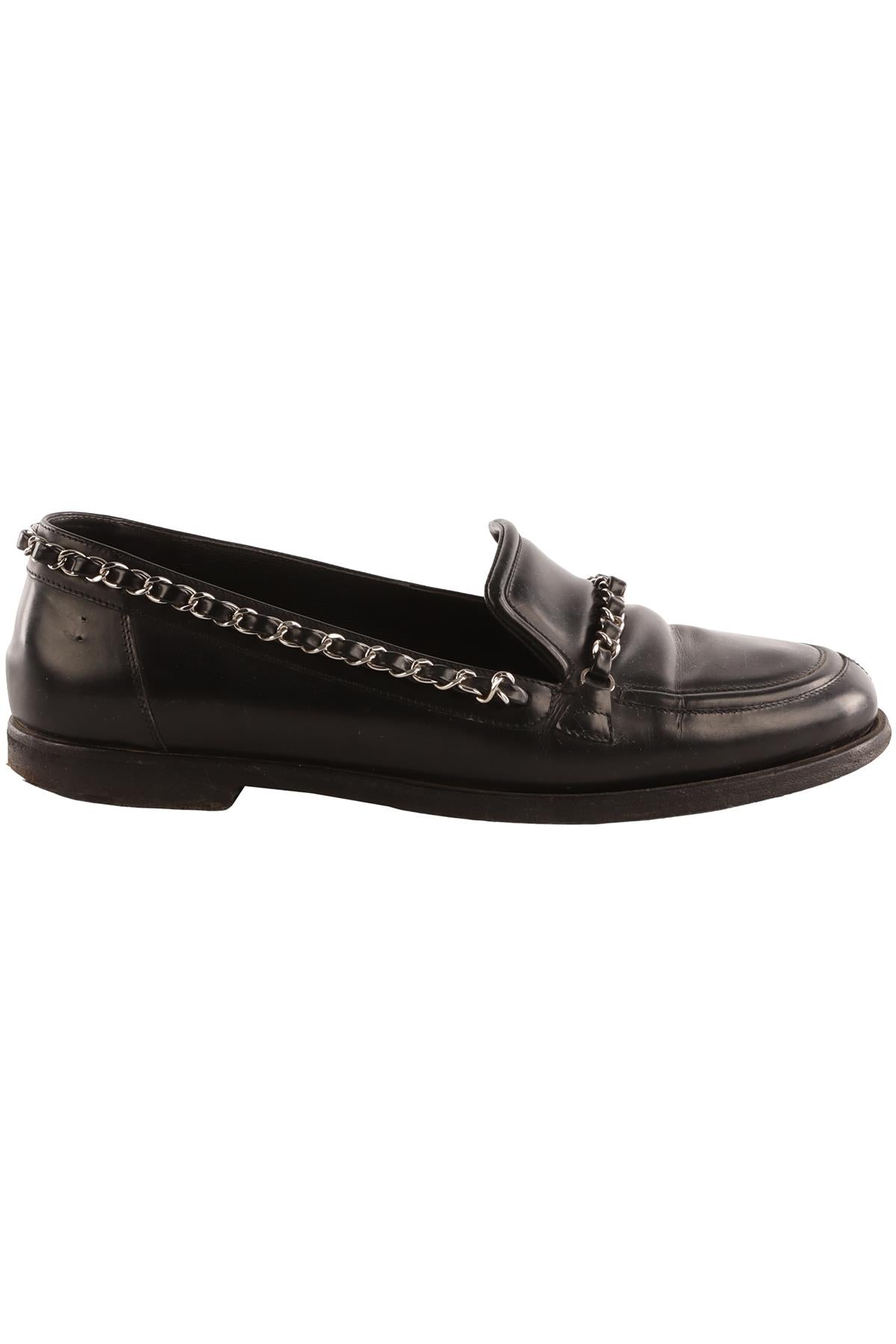 CHANEL BLACK 2016 LEATHER LOAFERS EU 38.5 UK 5.5