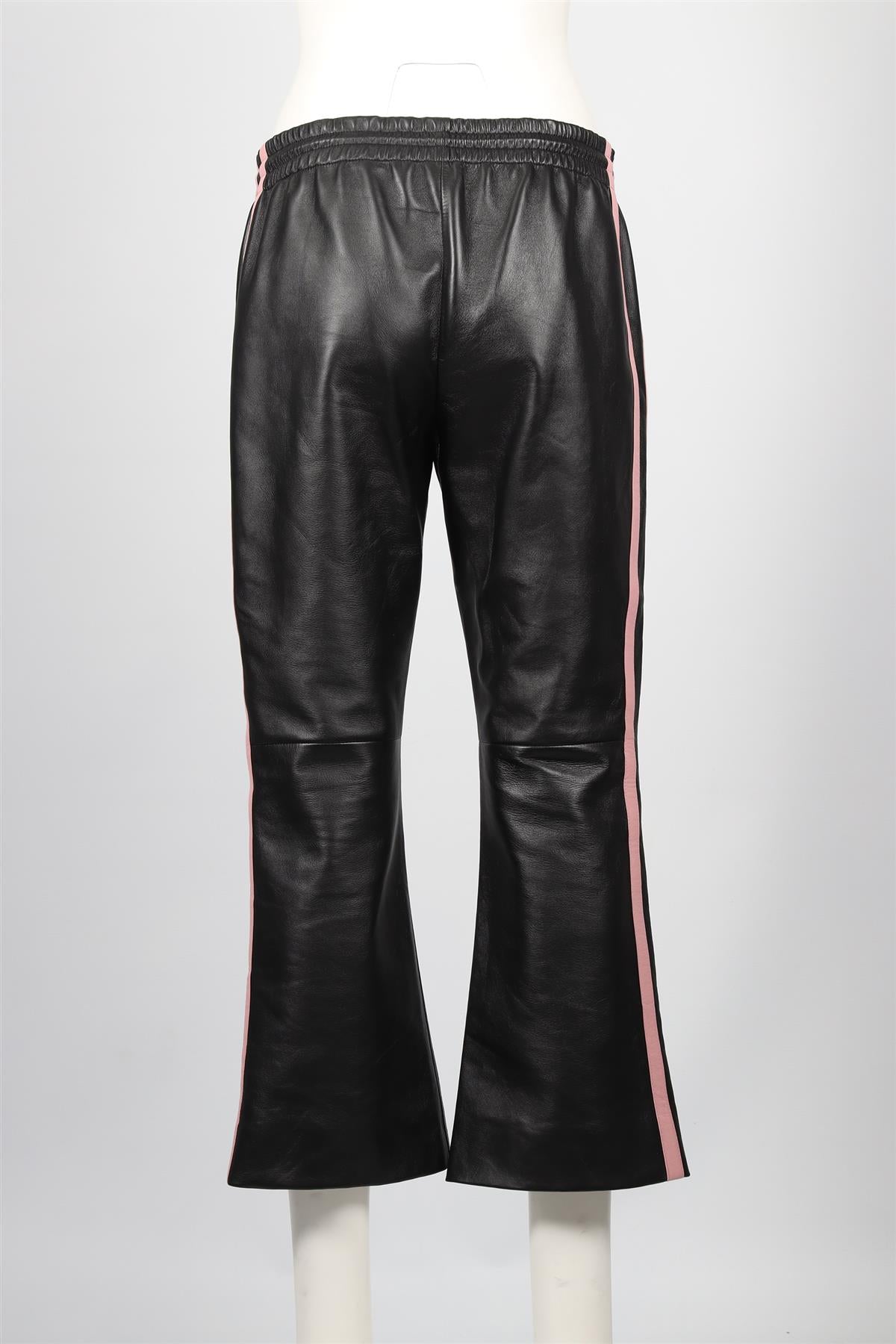 CELINE BLACK LEATHER STRAIGHT LEG PANTS FR 40 UK 12