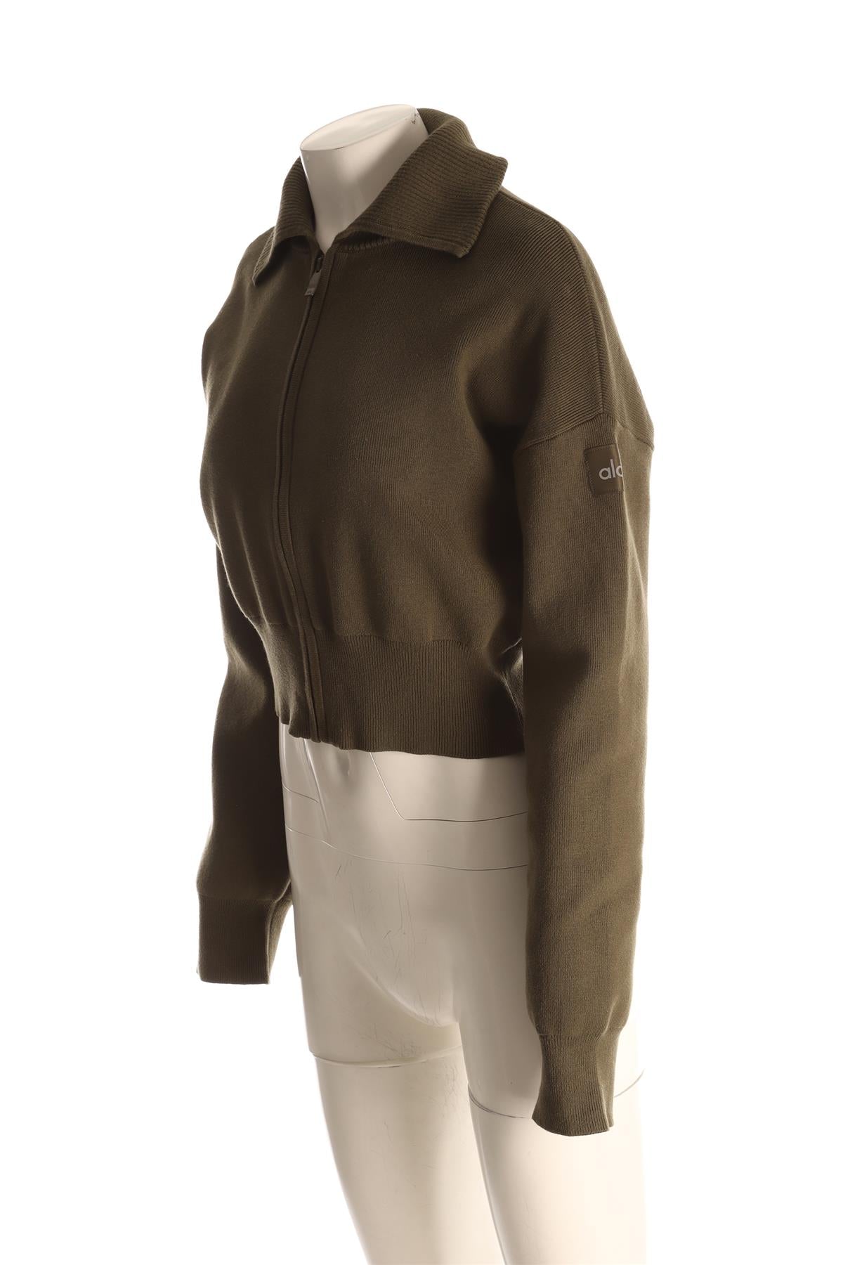 ALO YOGA GREEN COTTON CARDIGAN MEDIUM