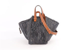 LOEWE NAVY HAMMOCK MEDIUM LEATHER TOTE BAG