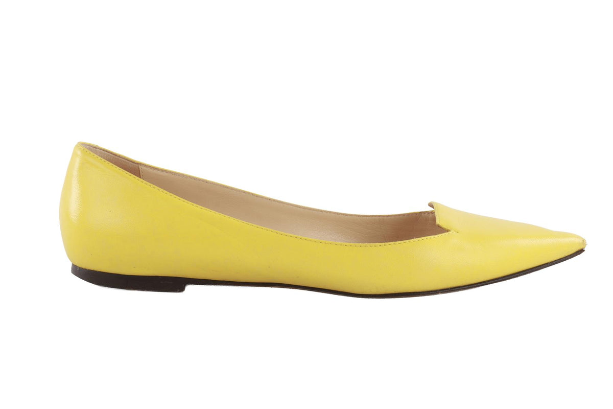 JIMMY CHOO YELLOW LEATHER BALLET FLATS EU 39 UK 6 US 9