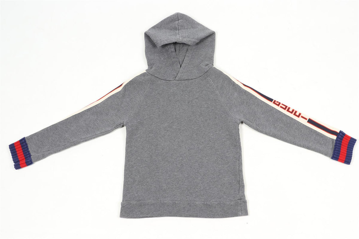 GUCCI GREY, NAVY, CREAM AND RED KIDS BOYS COTTON HOODIE 6 YEARS