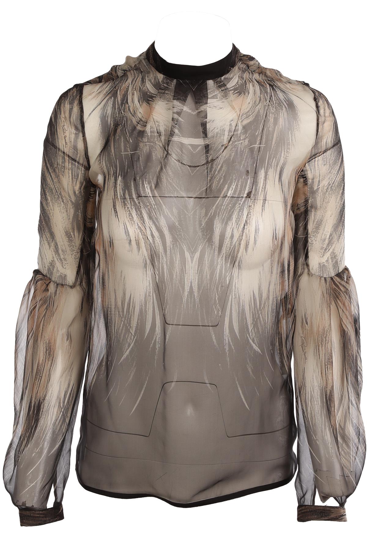 ROBERTO CAVALLI BLACK SILK SHIRT IT 38 UK 6