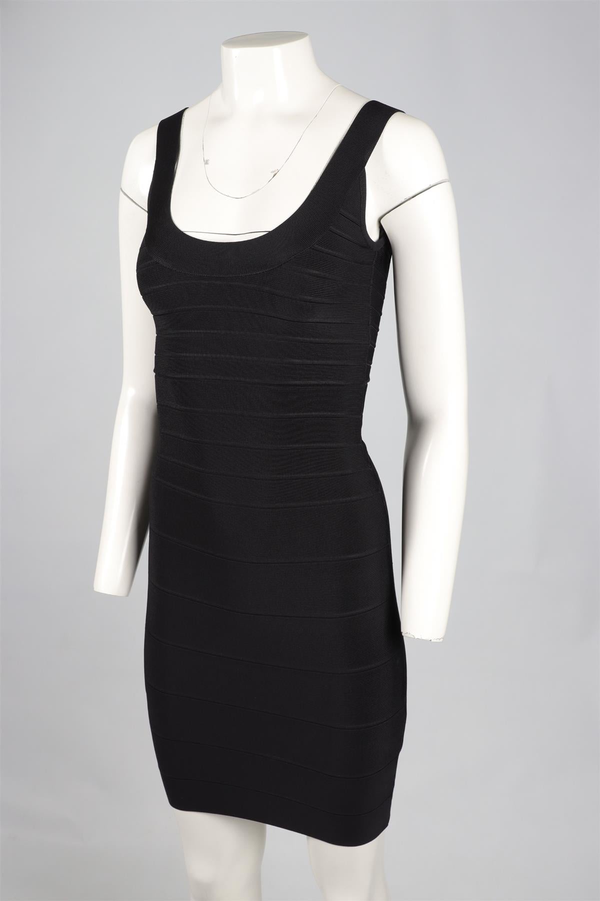 HERVE LEGER BLACK BANDAGE MINI DRESS XXSMALL