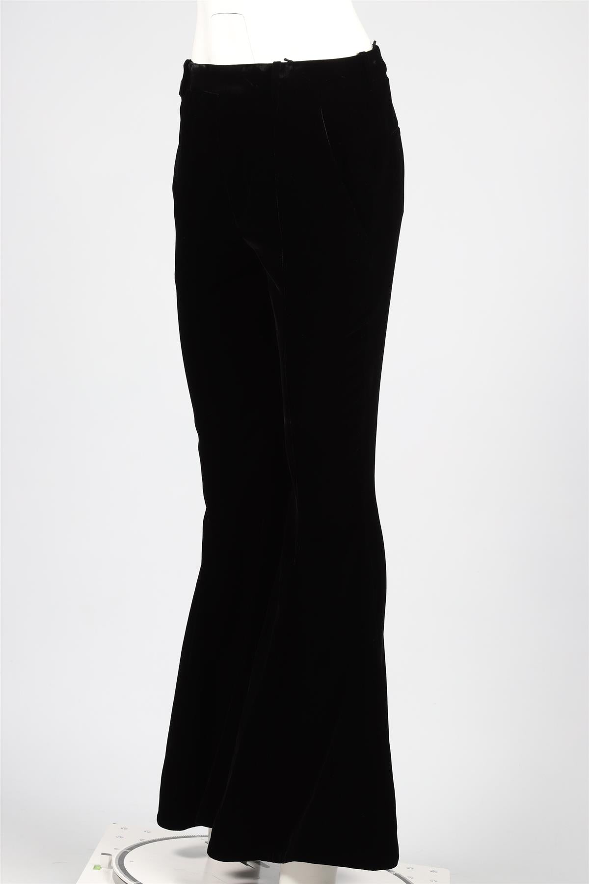 SAINT LAURENT BLACK VELVET FLARED PANTS FR 40 UK 12