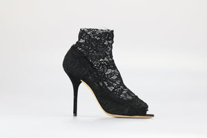 DOLCE AND GABBANA STRETCH LACE AND SUEDE ANKLE BOOTS EU 40 UK 7 US 10