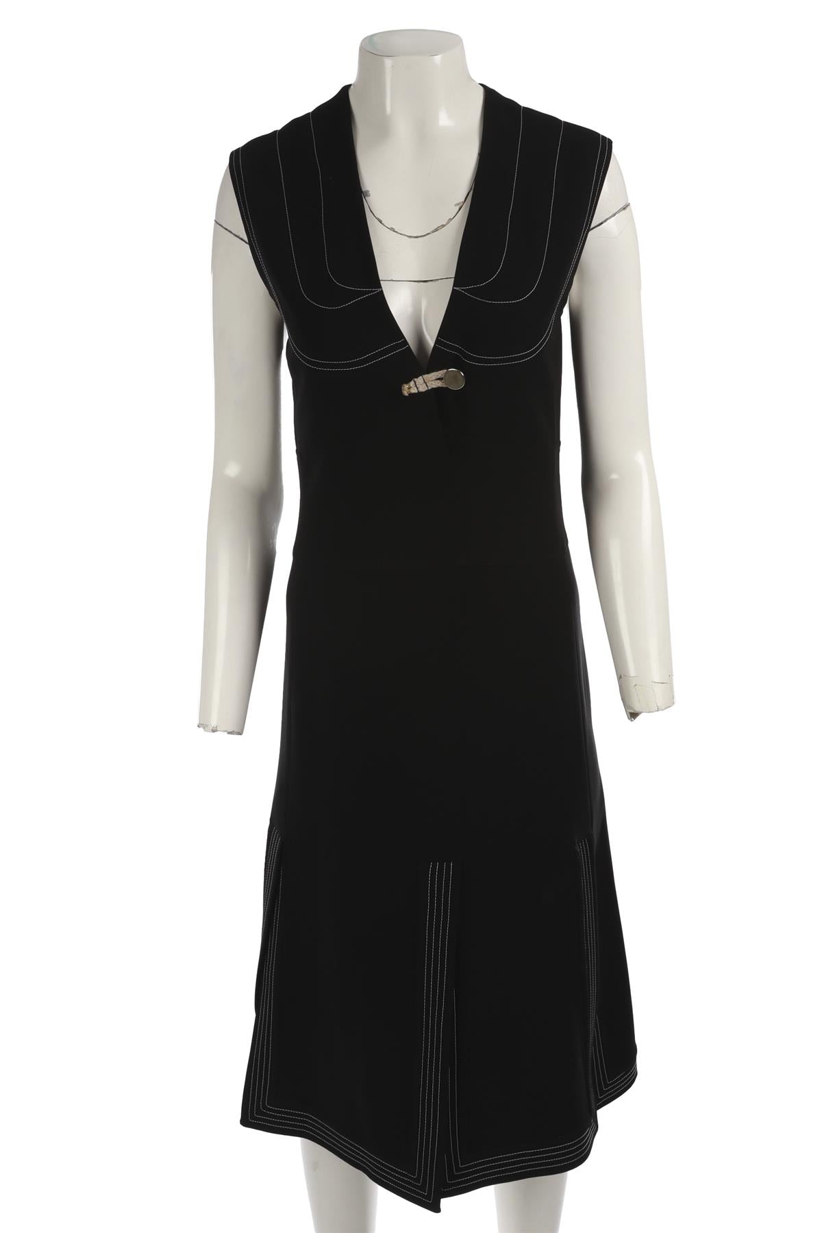 ALTUZARRA BLACK CREPE MIDI DRESS IT 38 UK 6