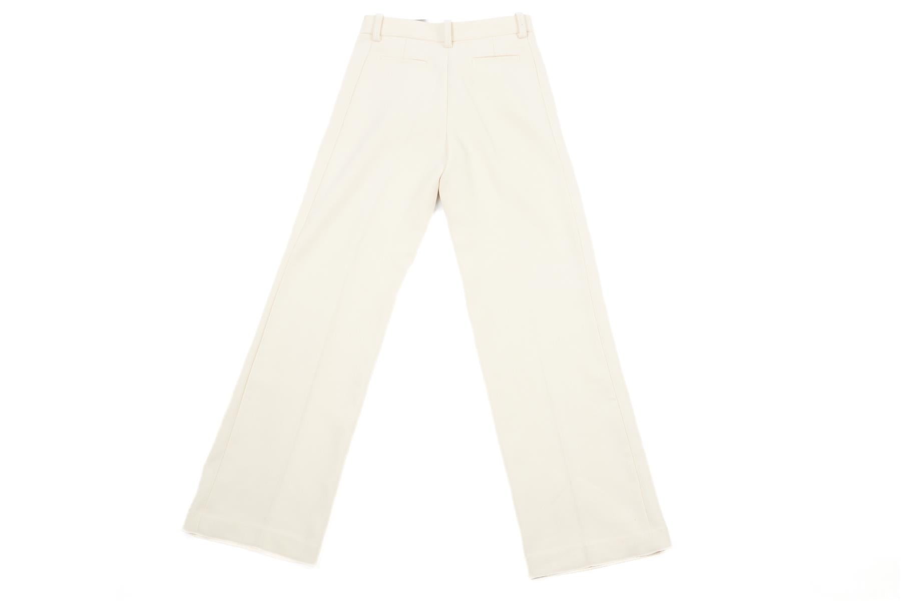 TORY BURCH CREAM WOVEN STRAIGHT LEG PANTS US 2 UK 6
