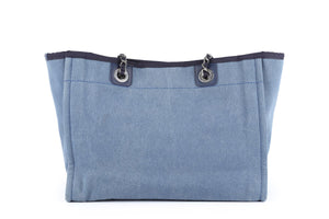 CHANEL BLUE 2017 DEAUVILLE SMALL CANVAS TOTE BAG