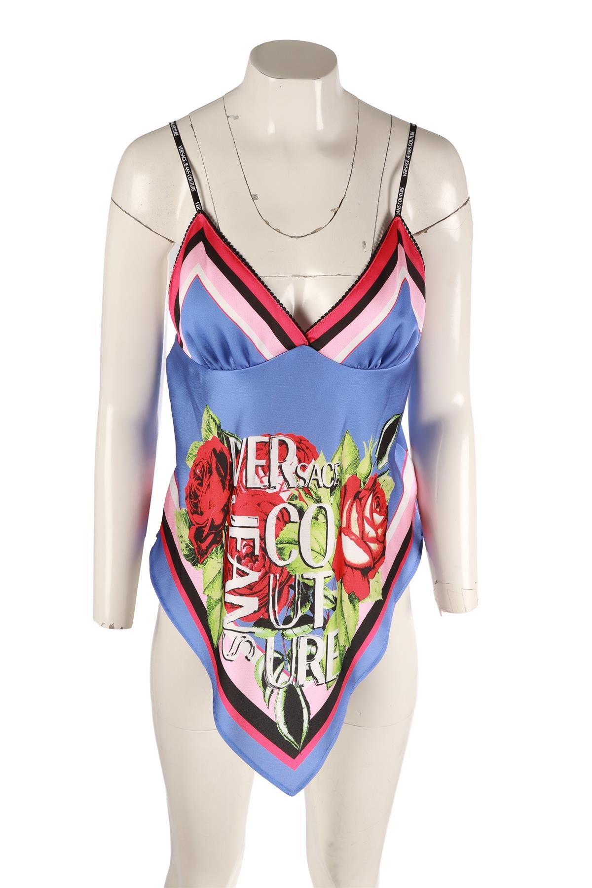 VERSACE JEANS COUTURE MULTI CREPE TOP IT 44 UK 12