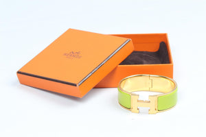 HERMÈS GREEN 2007 CLIC CLAC H 20 MM ENAMEL BRACELET 16 CM