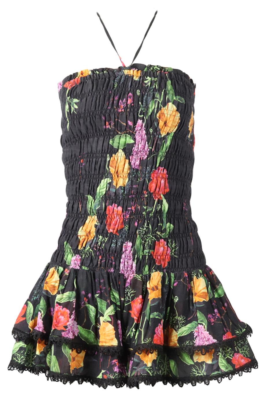 CHARO RUIZ FLORAL PRINT COTTON BLEND MINI DRESS MEDIUM
