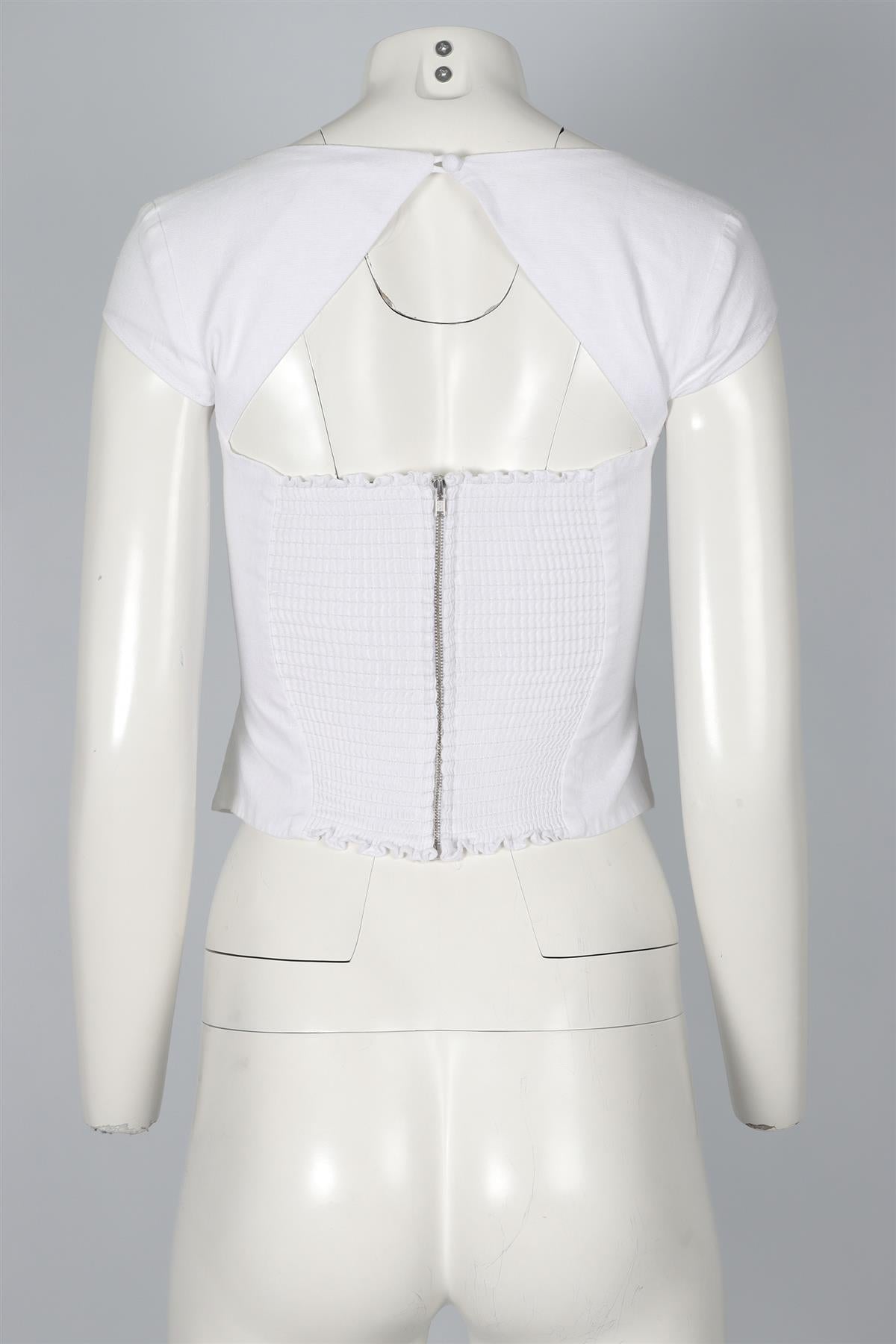 REFORMATION WHITE LINEN TOP US 0 UK 4