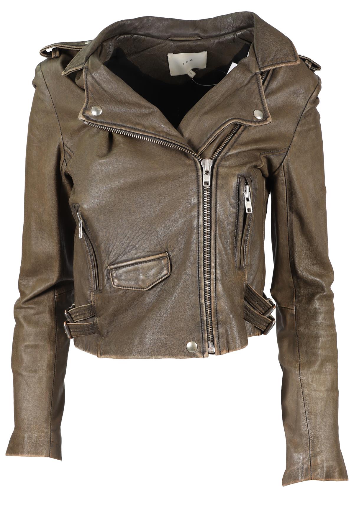 IRO GREEN LEATHER JACKET US 2 UK 6