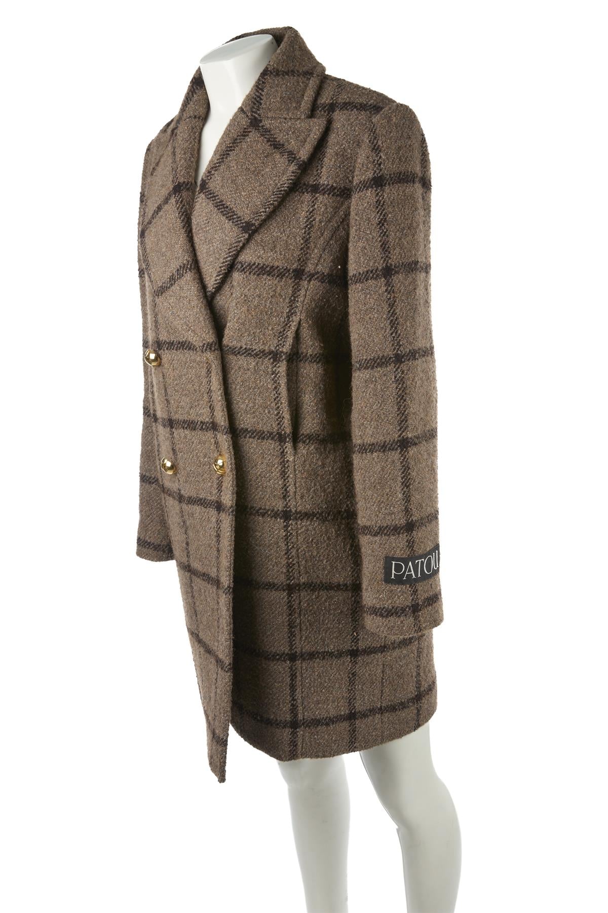 PATOU BROWN WOOL COAT FR 36 UK 8